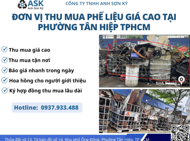 Đơn Vị Thu Mua Phế Liệu Giá Cao Tại Phường Tân Hiệp TPHCM